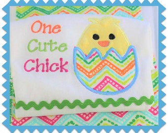 Easter Cute Chick Applique for One Cute Chick Embroidery Machine File Design  INSTANT DOWNLOAD 3 Sizes