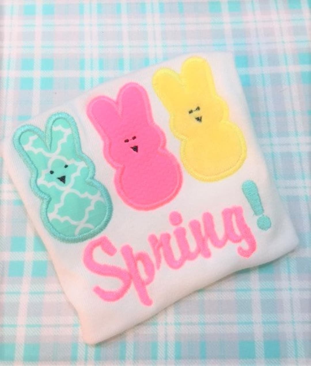 Trio of Bunnies Applique Design for Spring Bunny Peeps Machine