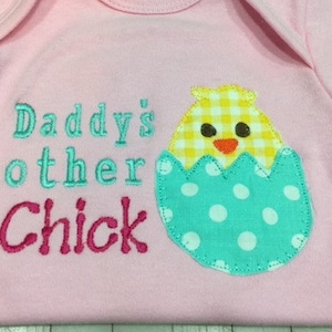 Daddy&#39;s Chick Easter Applique Embroidery Design (3 Sizes) (Instant Download)