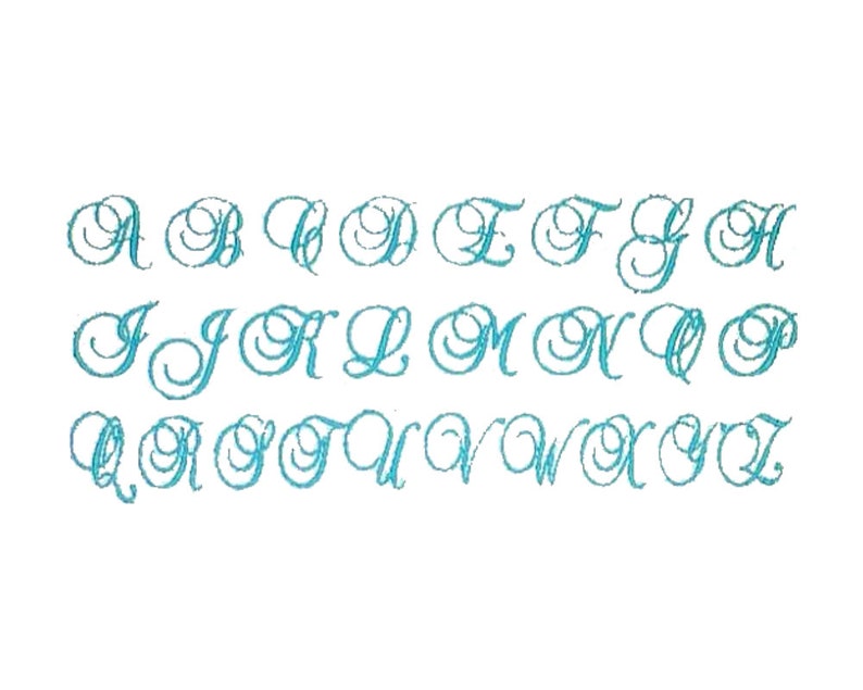 Small Brock Script Machine Embroidery Font Monogram Alphabet 1