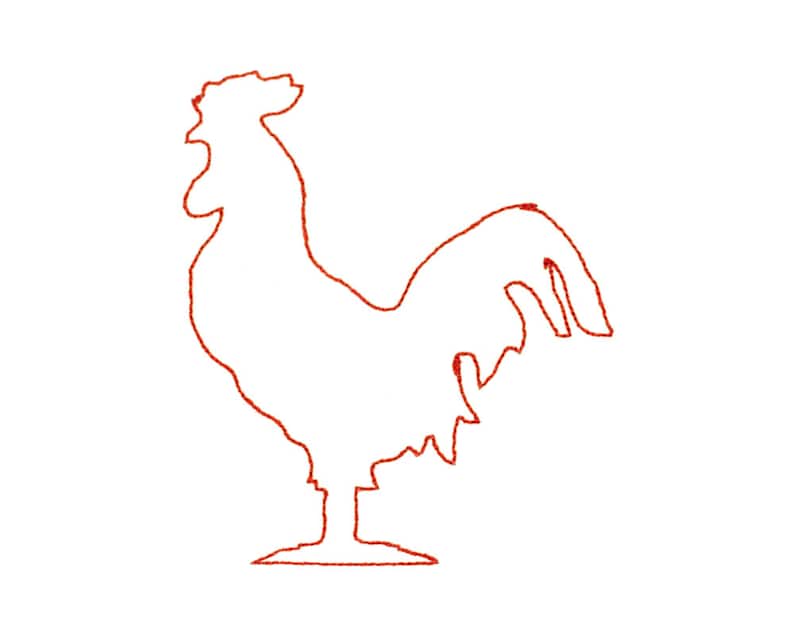 Red Rooster Outline Embroidery Design Farmhouse Embroidery Etsy