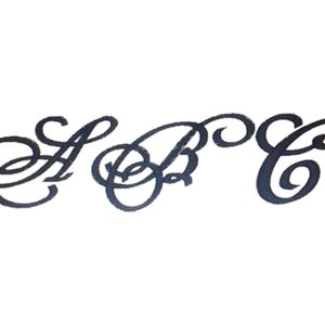 May include: A black and white image of a cursive script monogram with the letters "ABC".