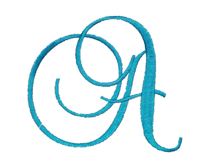 Brock Monogram Embroidery Font, Fancy Satin Font, 6 Alphabet Embroidery, Cursive Letters Font Instant Download image 3