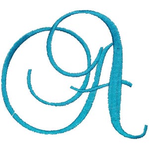 Monogram Script Embroidery Font Satin Handwriting INSTANT DOWNLOAD 5&quot; Letters