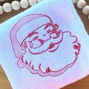 Santa face outline embroidery design for Christmas machine embroidery file 4 sizes 7 formats
