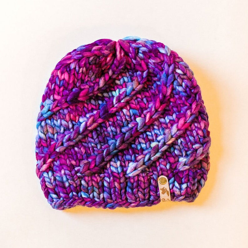 Mega Spun Instant PDF DOWNLOAD Knitting Pattern Super Bulky Beanie Chunky Knit Hat for the Family Multiple Size Options Unisex Baby to Adult image 2