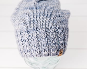 Twist & Slouch HAT PATTERN Instant Download Slouchy Knit Hat 3 in 1 Knitting Pattern Winter Beanie Hipster Hat Ribbed Beanie  Knit Hat