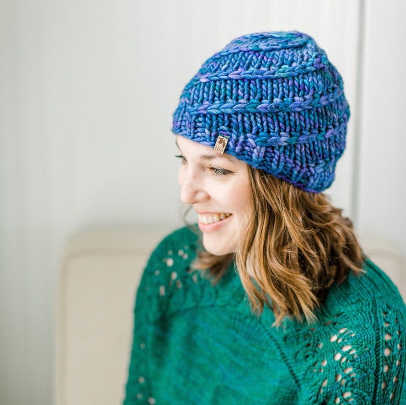 Mega Spun Instant PDF DOWNLOAD Knitting Pattern Super Bulky Beanie Chunky Knit Hat for the Family Multiple Size Options Unisex Baby to Adult image 3