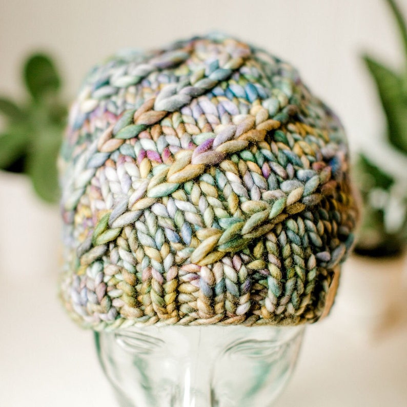 Mega Spun Instant PDF DOWNLOAD Knitting Pattern Super Bulky Beanie Chunky Knit Hat for the Family Multiple Size Options Unisex Baby to Adult image 4
