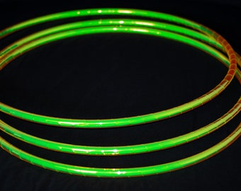 Handmade UV Reactive Hula Hoop, Neon Yellow Green Firefly Morph