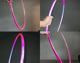Handmade Reflective Hoop, Candied Apple Pink, UV Reactive