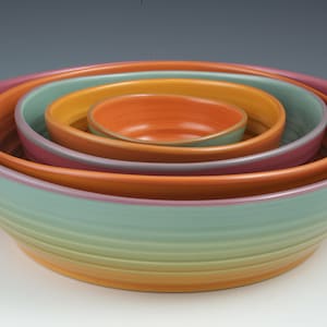 Bowls !POTTERY 5 bowl Set ,handmade ceramic bowl set , fine art pottery bowls- "Bahia Bowl Set- Boston"