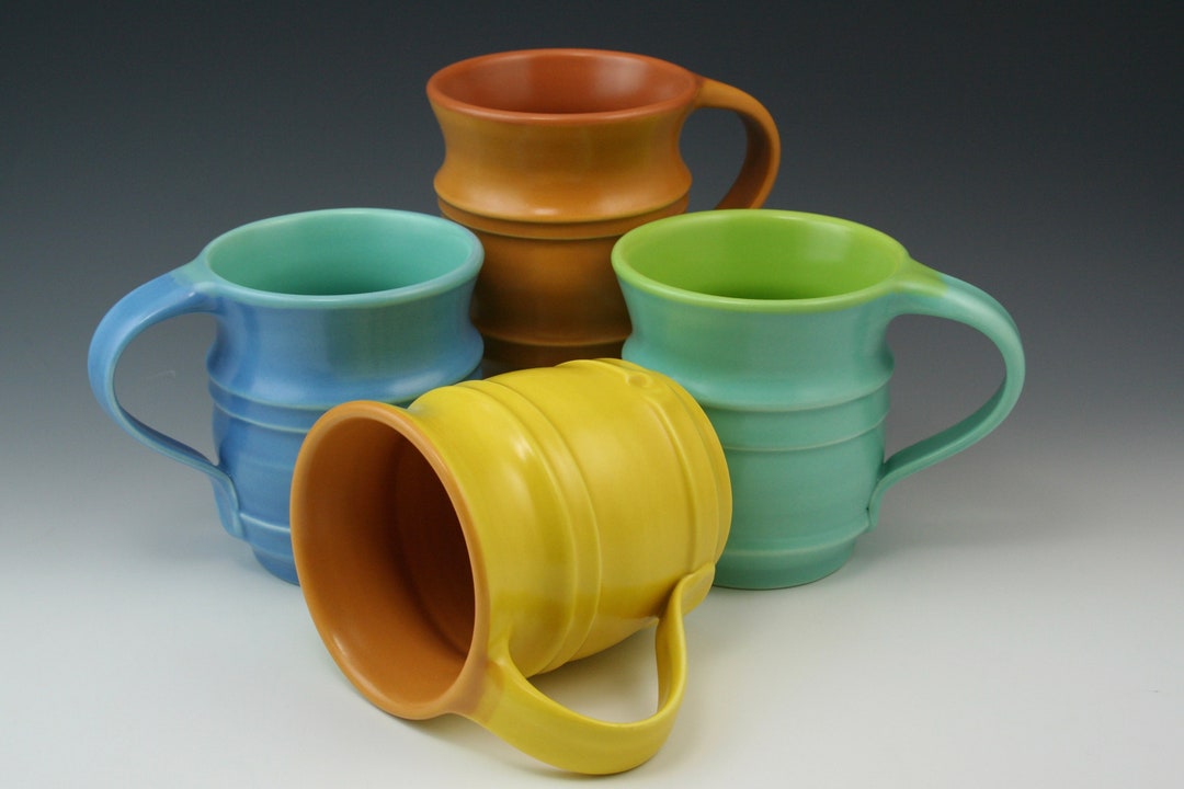 4 Handmade Pottery Mugs, Ceramic Mugs Set of Four, Lightweight Mugs Etsy