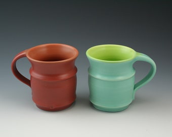 MUGS, set of 2, big colorful handmade ceramic coffee and tea mugs