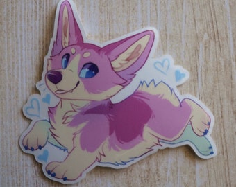 Pink Corgi Clear Vinyl Sticker