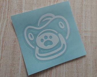 Paw Print Pacifier White Vinyl Transfer Sticker Decal