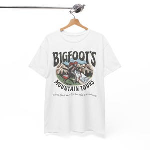 Bigfoot Mountain Tours Unisex Heavy Cotton Tee - Hiking Outdoor Adventure Shirt, Sasquatch Lover Gift, Funny Cryptid Tee, Wilderness Nature