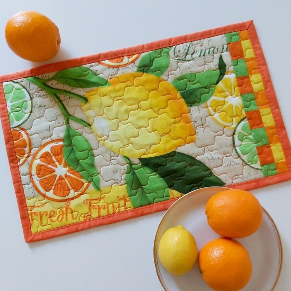 Lemon Quilt Cloth Dinner Napkin Housewarming Gift Lemon Etsy