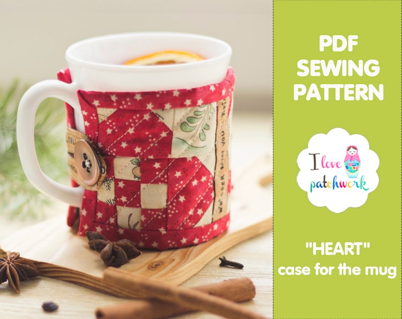 Coffee Mug Cozy Patchwork Quilt Pattern PDF Aesthetic Mug Etsy