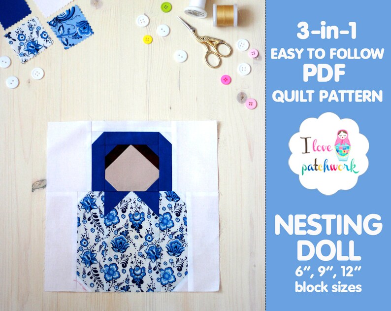 Nesting Doll Quilt Pattern PDF Matryoshka Quilt Block Etsy