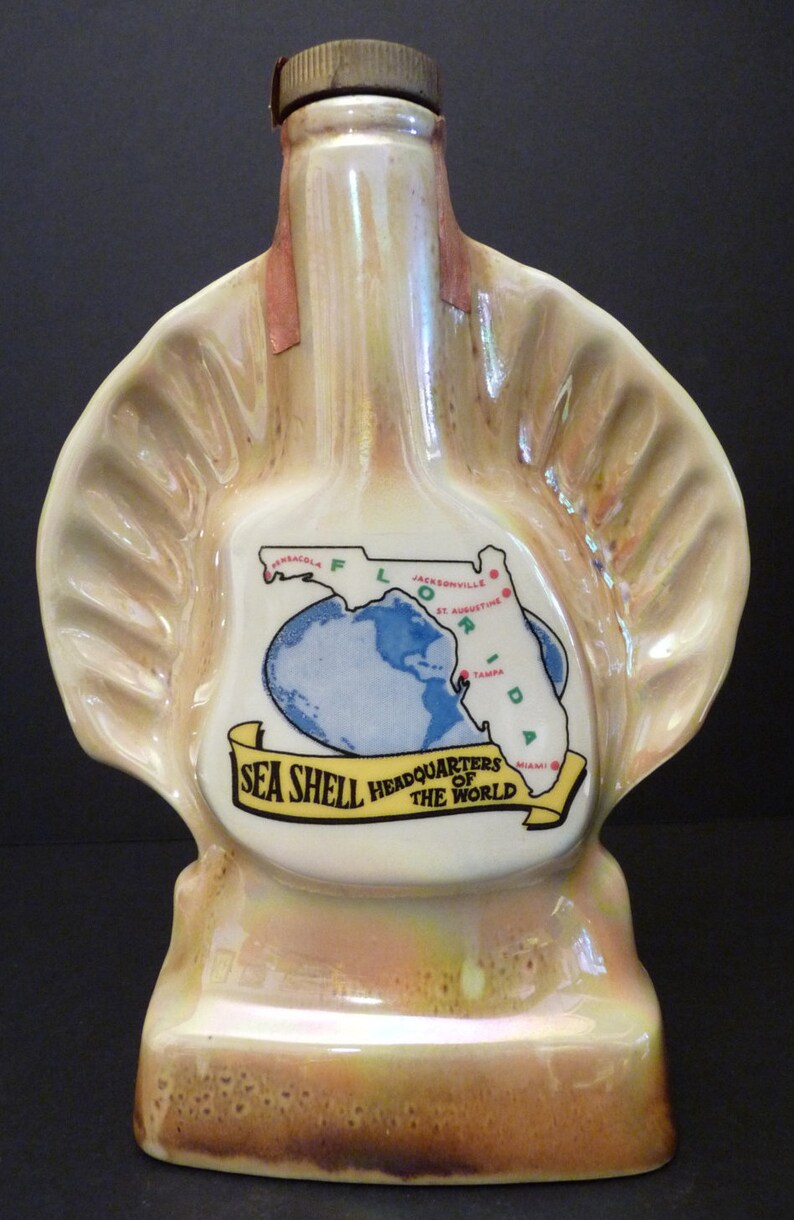 1968 Jim Beam Vintage Florida Sea Shell Clam Shell Bourbon Etsy