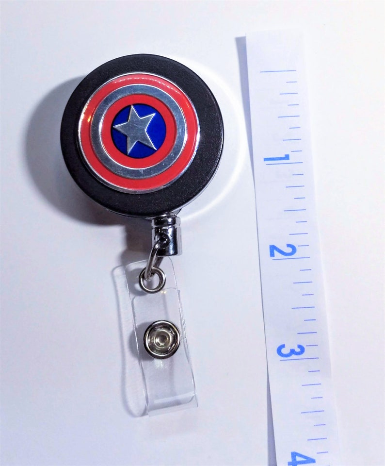 Captain America Marvel Badge Reel Holder Clip Retractable Rt Tech Nurse