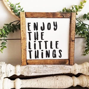 Enjoy The Little Things | Sign | Rustic Sign | Farmhouse Decor | Rustic Decor | Gallery Wall Decor | Modern Farmhouse |