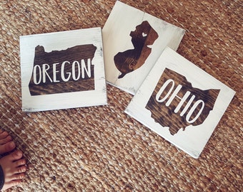 State Sign | Farmhouse Decor | Rustic Decor | Farmhouse Sign | Rustic Sign | Distressed Sign | Wall Decor | Farmhouse | Custom | Distressed