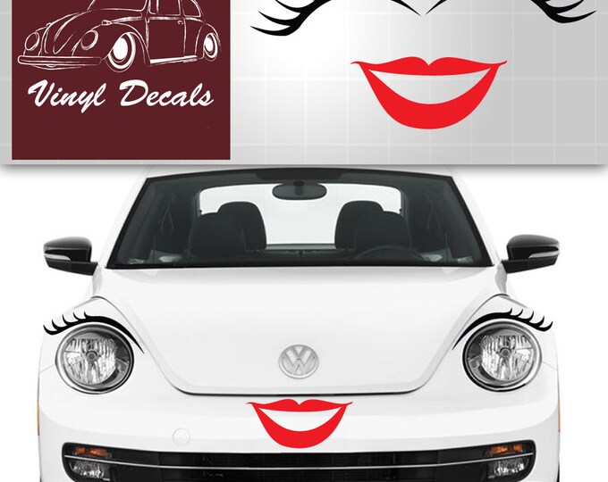 Volkswagen Eyelashes and Lips , VW Bug Eyelashes and Lips, Eyelashes