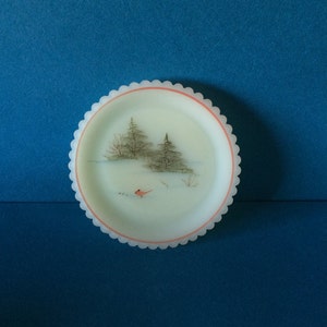 Fenton Custard Glass Artist Series Donna R Mini Plate &quot;Out in the Country&quot; #7615