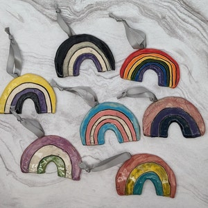 Handmade Ceramic Pride Rainbow Ornament