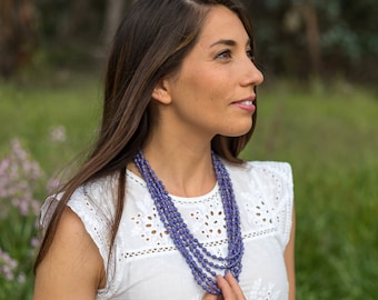 Purple Layered Necklace / Ethically Made Jewelry / Because of Hope // Kiira Necklace
