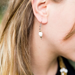 White Bead Earrings / Women&#39;s Earrings / Because of Hope // Paper Bead Earrings