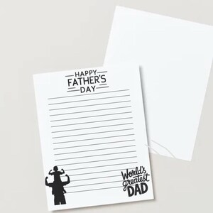 Plantilla de carta imprimible para el Día del Padre para niños: Hoja con líneas "El mejor papá del mundo" - Descarga instantánea