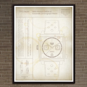 Poster Classic Watch: The Monaco Watch. "Parchment" Print