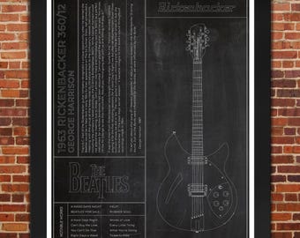 Poster Classic Guitar: George Harrison. "Slate" Print