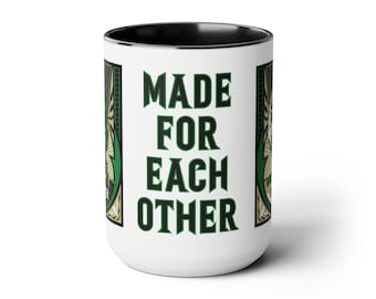 Made for Each Other - Frankenstein "The Monster and  Bride": Classic Universal Monsters, Two-Tone Coffee Mugs, 15oz