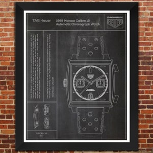 Poster Classic Watch: The Monaco Watch. &quot;Slate&quot; Print