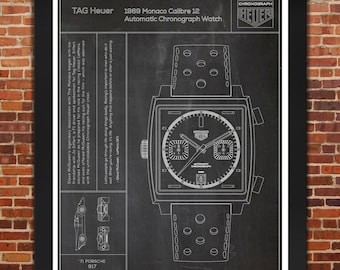 Poster Classic Watch: The Monaco Watch. "Slate" Print