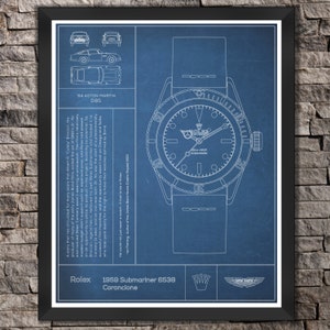 Poster Classic Watch: The Submariner Watch. "Blue" Print