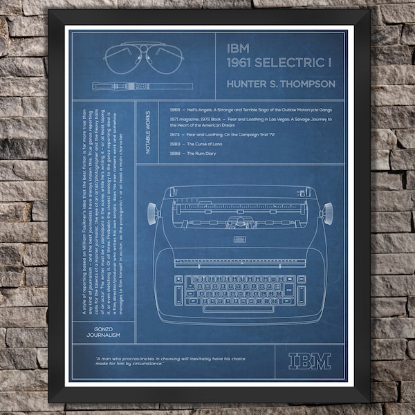 IBM Selectric I: Impresión "Azul" de la máquina de escribir Hunter S. Thompson