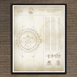 Poster Classic Watch: Speedmaster Apollo Moon Watch. "Parchment" Print