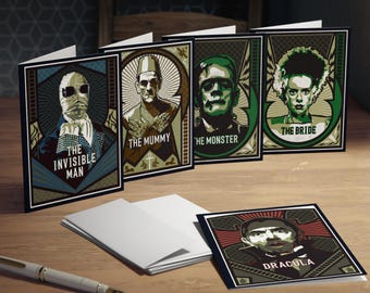 Gothic Horror Movie Monster Cards, Halloween Spooky Gift Set