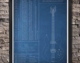 Poster Classic Guitar: George Harrison. "Blue" Print