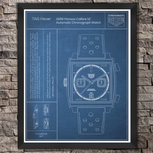 Poster Classic Watch: The Monaco Watch. "Blue" Print