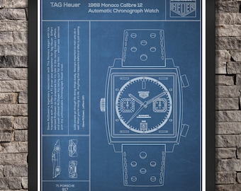 Poster Classic Watch: The Monaco Watch. "Blue" Print