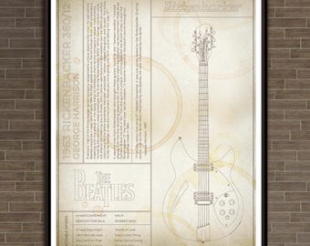 Poster Classic Guitar: George Harrison. "Parchment" Print