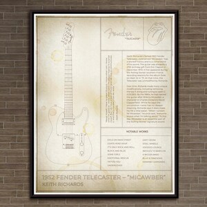 Poster Classic Guitar “Micawber”: Keith Richards. &quot;Parchment&quot; Print
