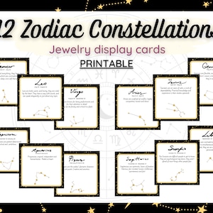 12 druckbare Sternzeichen Sternbilder Schmuck Display Karten