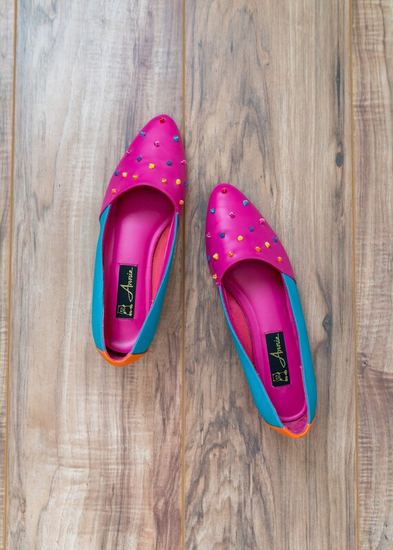 80s Annie Neon Raindow Flats